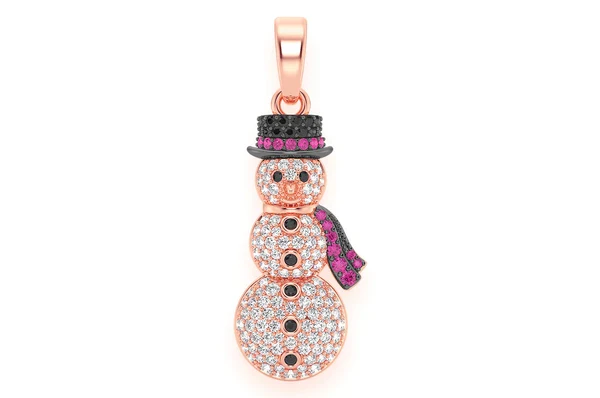 1.00ct Diamond Snowman Ruby Pendant 18K Solid Gold - Image 7