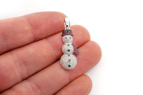 1.00ct Diamond Snowman Ruby Pendant 18K Solid Gold - Image 9