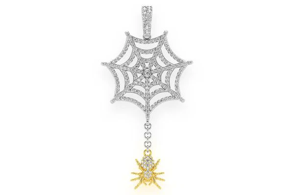 1.00ct Diamond Spider Web Pendant 18K Solid Gold