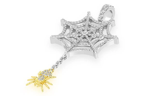 1.00ct Diamond Spider Web Pendant 18K Solid Gold - Image 2