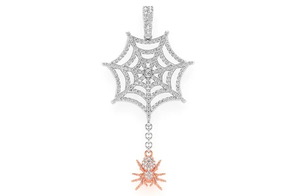 1.00ct Diamond Spider Web Pendant 18K Solid Gold - Image 5