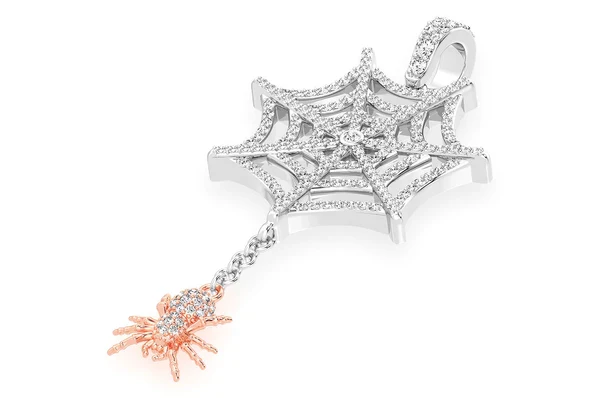 1.00ct Diamond Spider Web Pendant 18K Solid Gold - Image 6