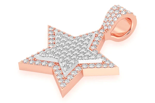 1.00ct Diamond Star Double Layer Pendant 18K Solid Gold - Image 8