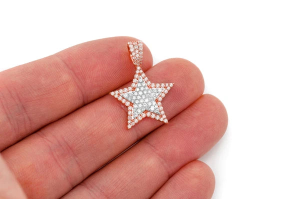 1.00ct Diamond Star Double Layer Pendant 18K Solid Gold - Image 9
