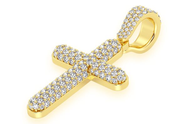 1.10ct Diamond Bubbly Cross Pendant 18K Solid Gold - Image 2