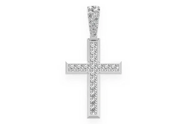 1.15ct Diamond Angled Cross Pendant 18K Solid Gold - Image 4