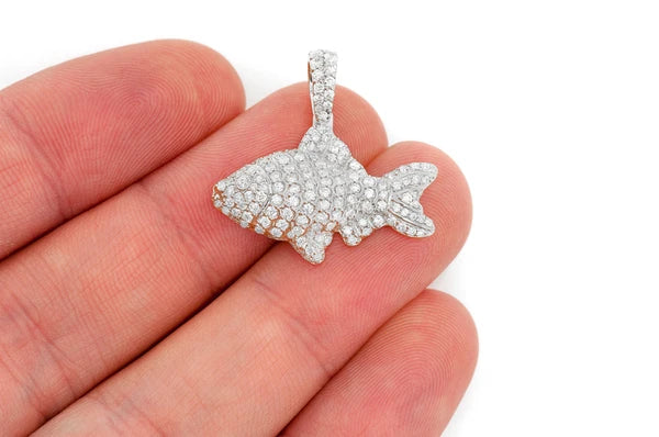 1.20ct Diamond Fish Pendant 18K Solid Gold - Image 6