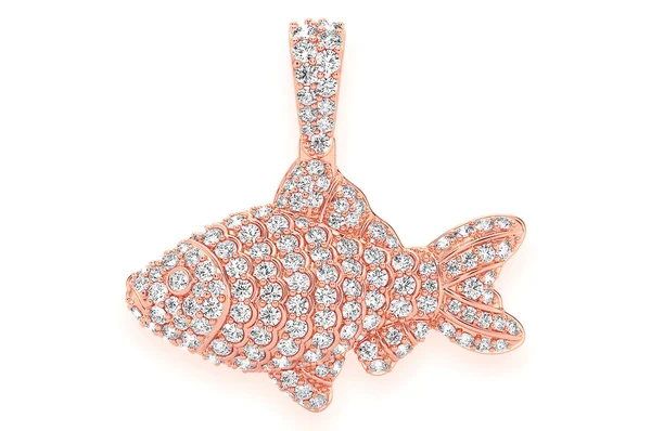 1.20ct Diamond Fish Pendant 18K Solid Gold - Image 7