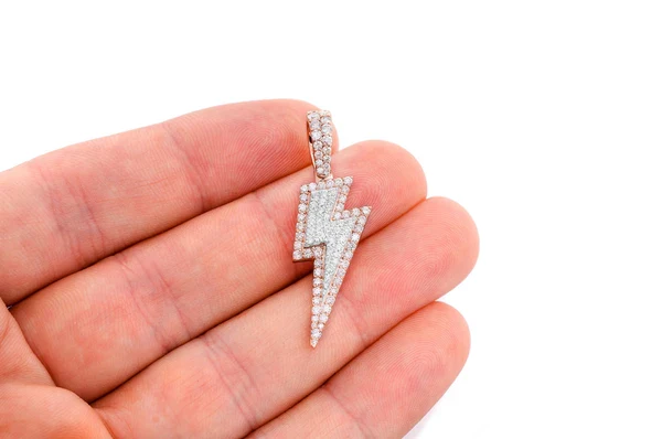 1.25ct Diamond Lightning Bolt Pendant 18K Solid Gold - Image 6