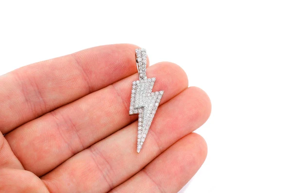1.25ct Diamond Lightning Bolt Pendant 18K Solid Gold - Image 9