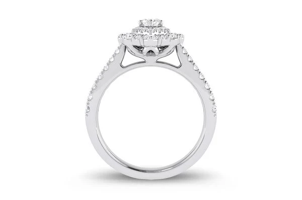 1.25ct Diamond Marquise Double Halo Scalloped All Natural Engagement Ring 14K White Gold - Image 3
