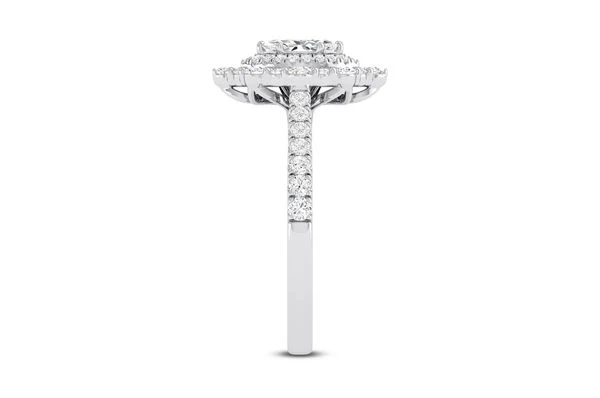 1.25ct Diamond Marquise Double Halo Scalloped All Natural Engagement Ring 14K White Gold - Image 4
