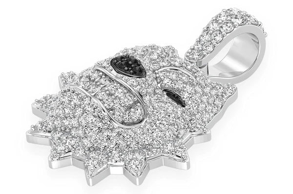 1.25ct Diamond Pitbull Spiked Collar Pendant 18K Solid Gold - Image 5