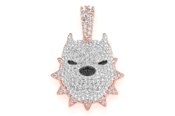 1.25ct Diamond Pitbull Spiked Collar Pendant 18K Solid Gold - Image 7