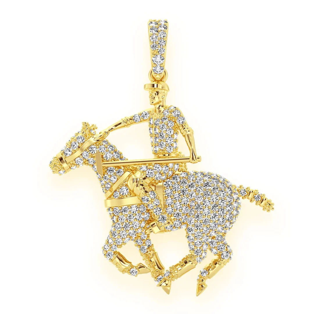 1.25ct Diamond Polo Player Pendant 18K Solid Gold - Image 3