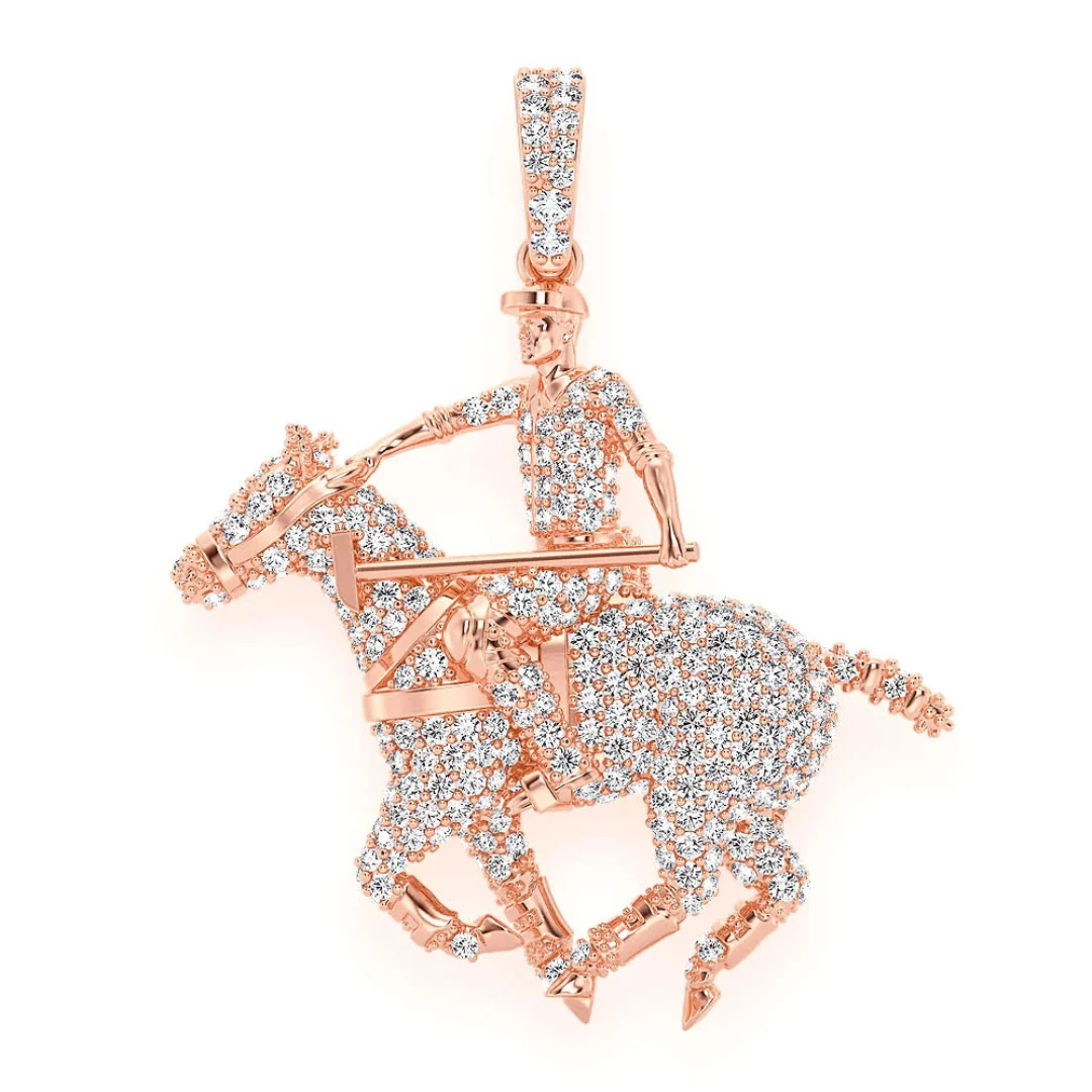 1.25ct Diamond Polo Player Pendant 18K Solid Gold - Image 5