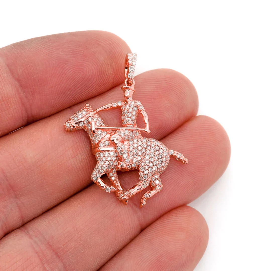 1.25ct Diamond Polo Player Pendant 18K Solid Gold - Image 6