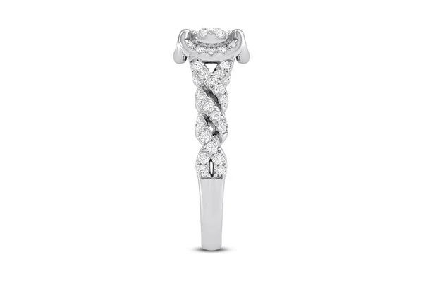1.25ct Diamond Round Double Halo Twisted All Natural Engagement Ring 14K White Gold - Image 3