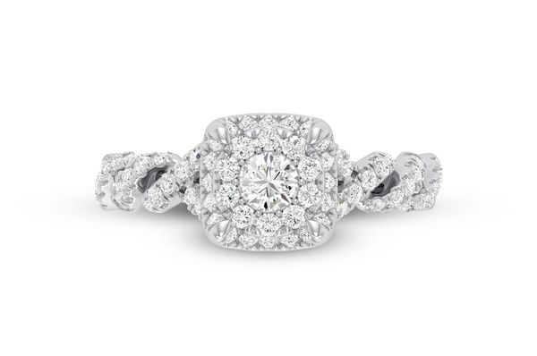 1.25ct Diamond Round Double Halo Twisted All Natural Engagement Ring 14K White Gold - Image 4