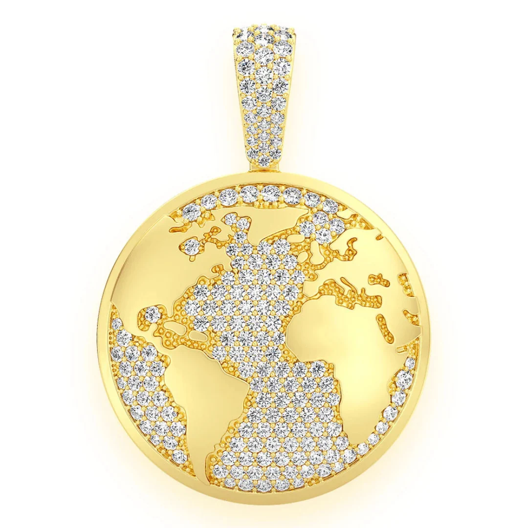 1.33ct Diamond Globe Pendant 18K Solid Gold
