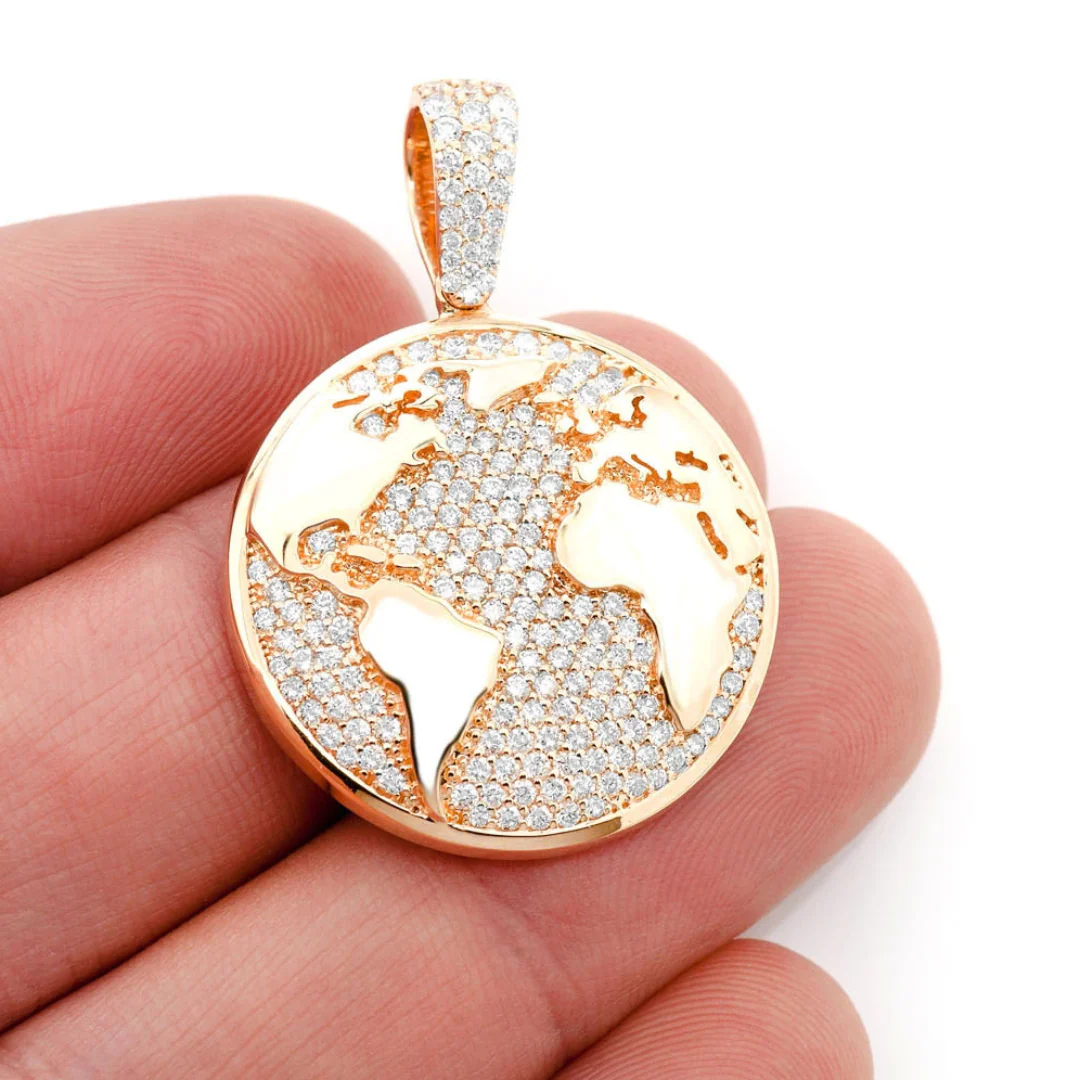 1.33ct Diamond Globe Pendant 18K Solid Gold - Image 2