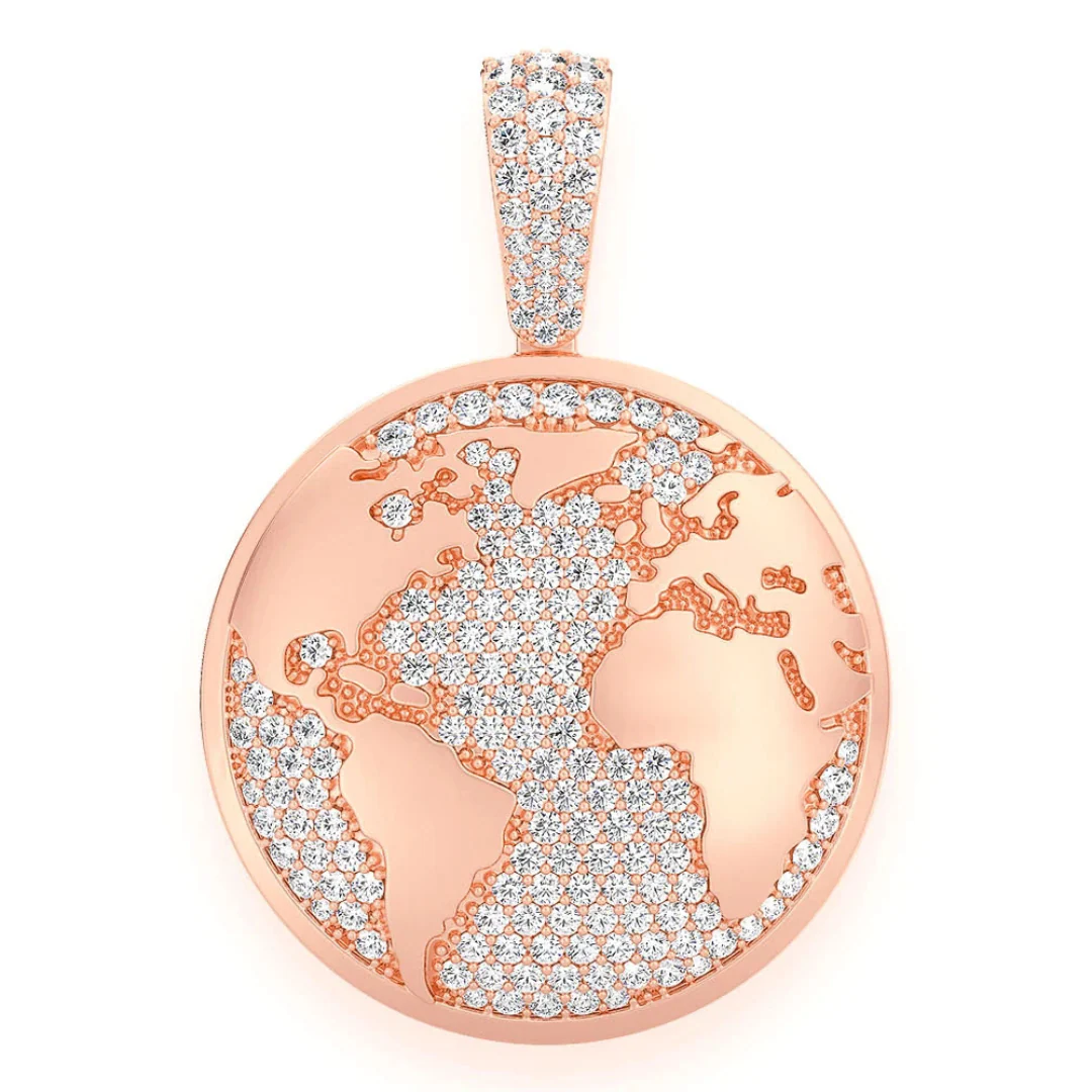 1.33ct Diamond Globe Pendant 18K Solid Gold - Image 5