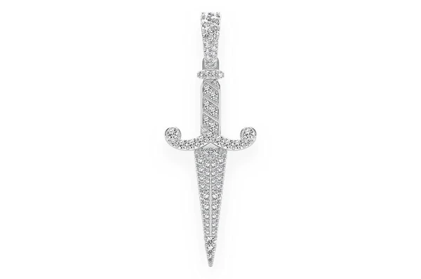 1.50ct Diamond Dagger Pendant 18K Solid Gold - Image 4