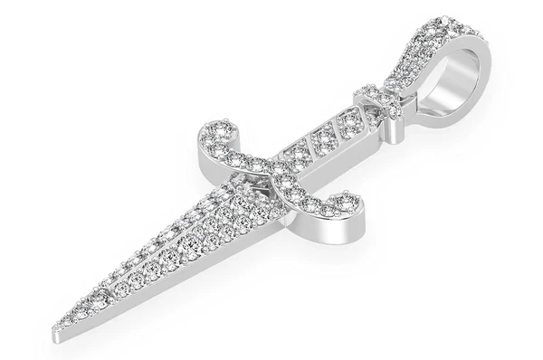 1.50ct Diamond Dagger Pendant 18K Solid Gold - Image 5