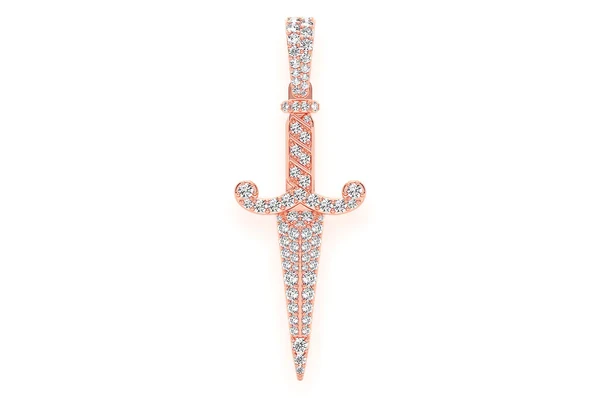 1.50ct Diamond Dagger Pendant 18K Solid Gold - Image 7