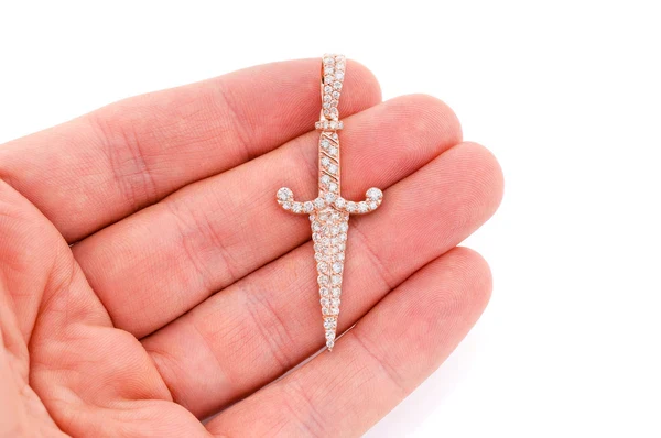 1.50ct Diamond Dagger Pendant 18K Solid Gold - Image 9