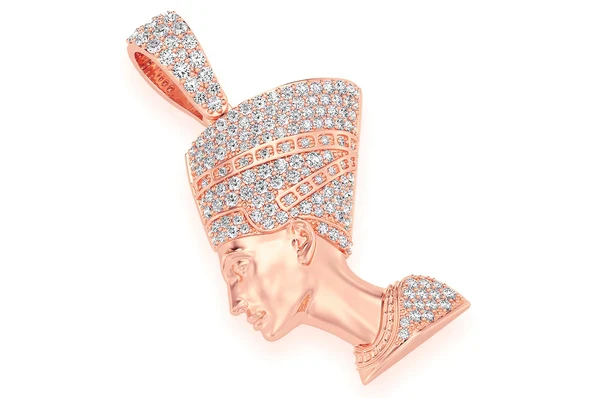 1.50ct Diamond Nefertiti Egyptian Queen Pendant 18K Solid Gold - Image 4