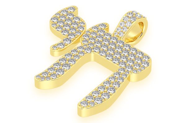1.75ct Diamond Chai Pendant 18K Solid Gold - Image 2