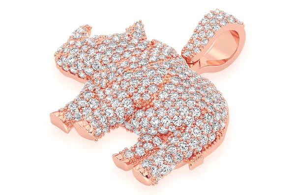1.75ct Diamond Rhinoceros Standing Pendant 18K Solid Gold - Image 5