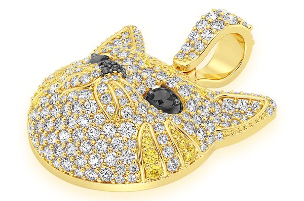 1.90ct Diamond Cat Face Pendant 18K Solid Gold - Image 2