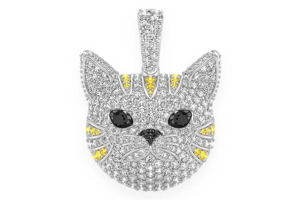 1.90ct Diamond Cat Face Pendant 18K Solid Gold - Image 4