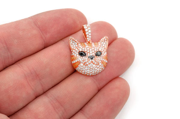 1.90ct Diamond Cat Face Pendant 18K Solid Gold - Image 9