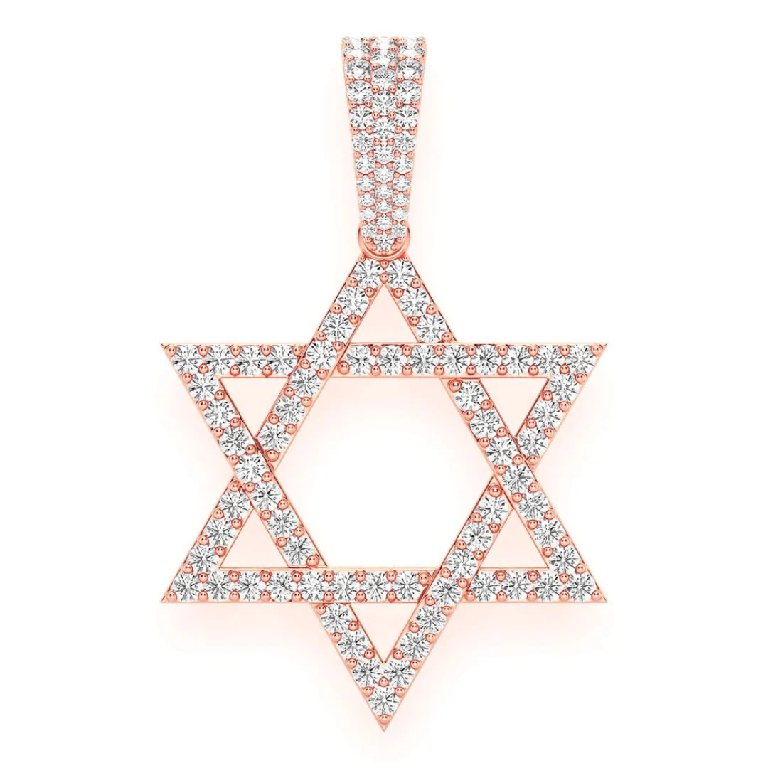 1.90ct Diamond Star Of David Pendant 18K Solid Gold - Image 5