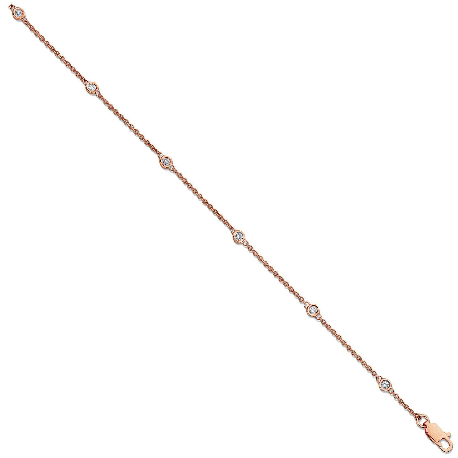 18ct Rose Gold 0.20ct Diamond by the yard Rubover Bracelet - 18ct Gold