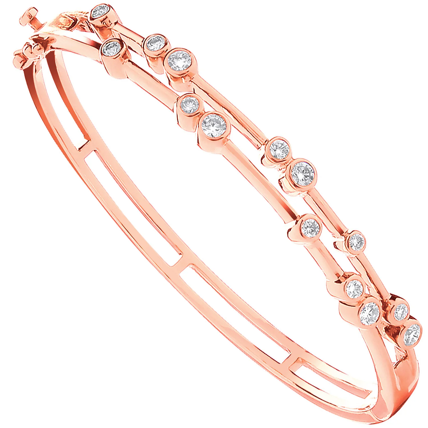18ct Rose Gold 1.00ctw Dress Diamond Bangle - 18ct Gold