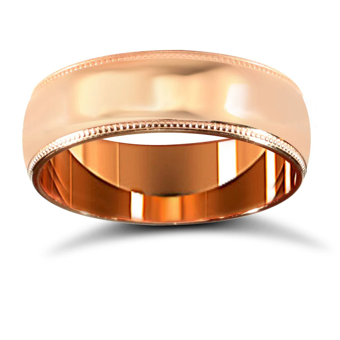 18ct Rose Gold Standard Weight D-Shape Profile Mill Grain Wedding Ring