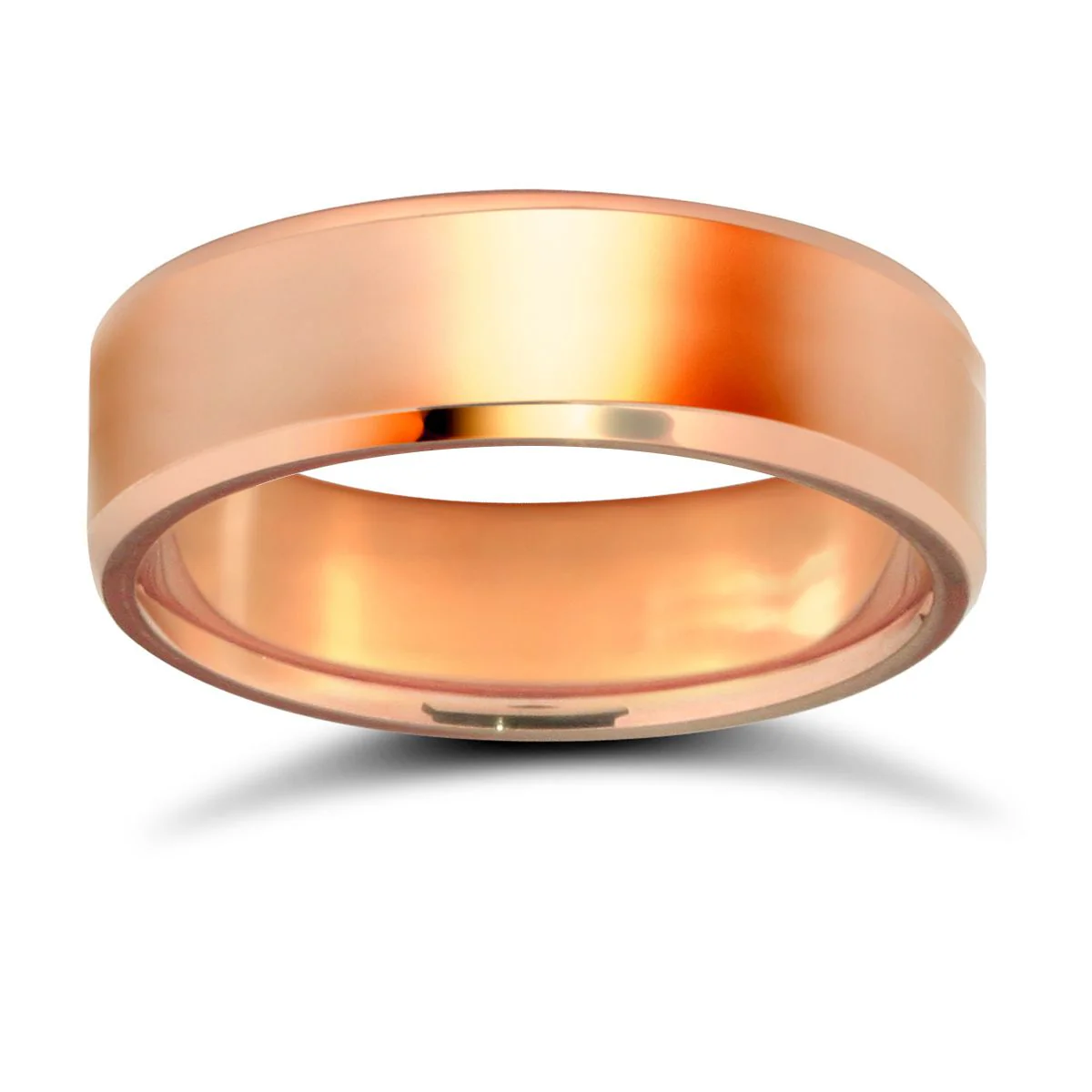 18ct Rose Gold Standard Weight Flat Court Profile Bevelled Edge Wedding Ring