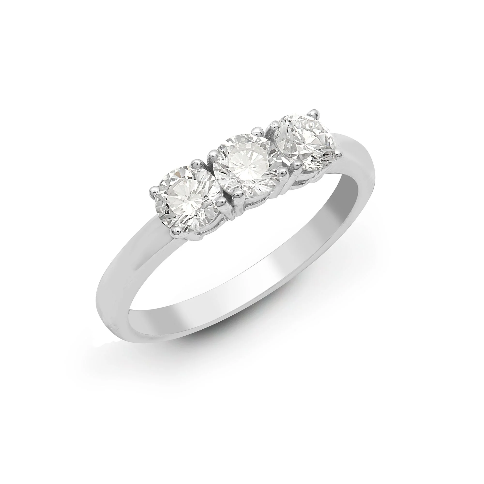 18ct White 0.33ct Natural Diamond Claw Set Trilogy Ring