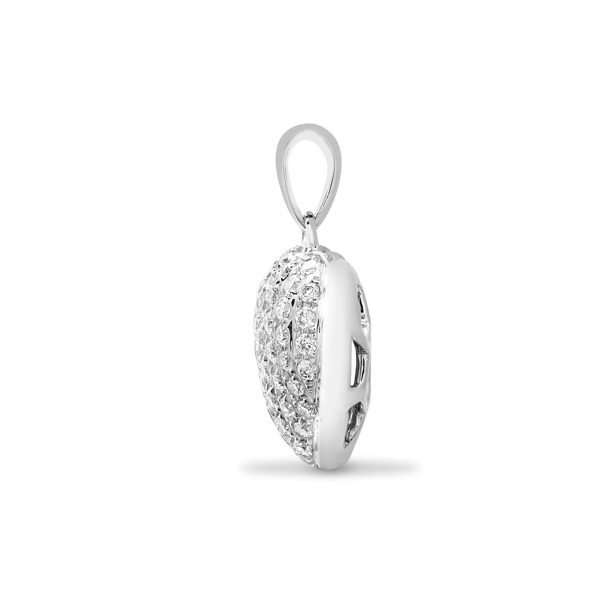 18ct White 0.35ct Natural Diamond Pave Set Heart Pendant - Image 2
