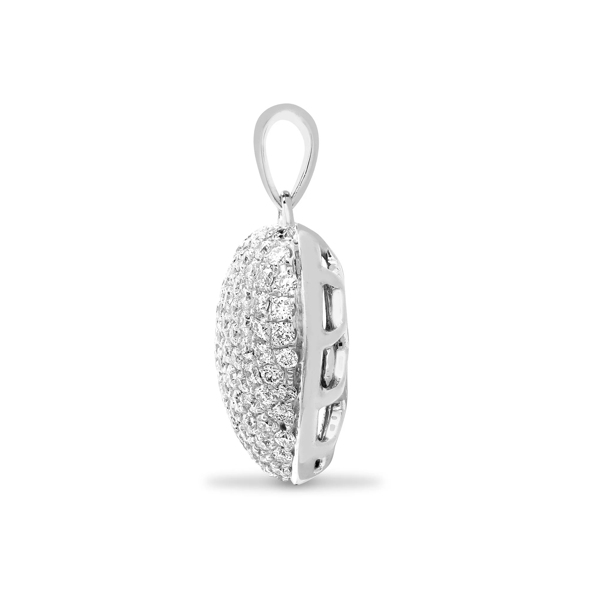 18ct White 0.66ct Natural Diamond Pave Set Heart Pendant - Image 2