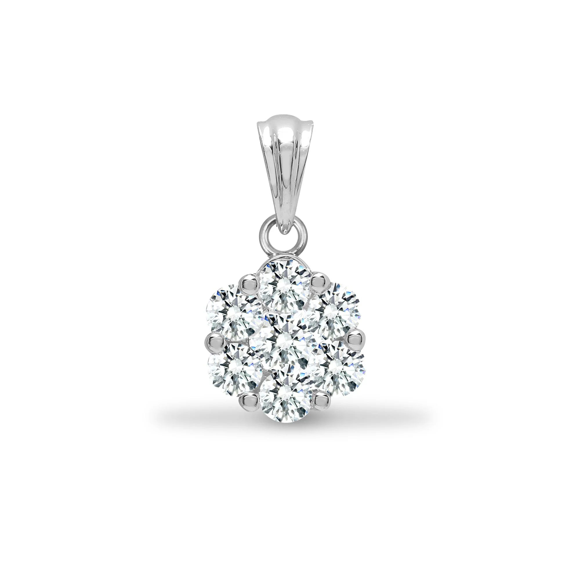 18ct White 1.00ct Natural Diamond 7 Stone Cluster Pendant