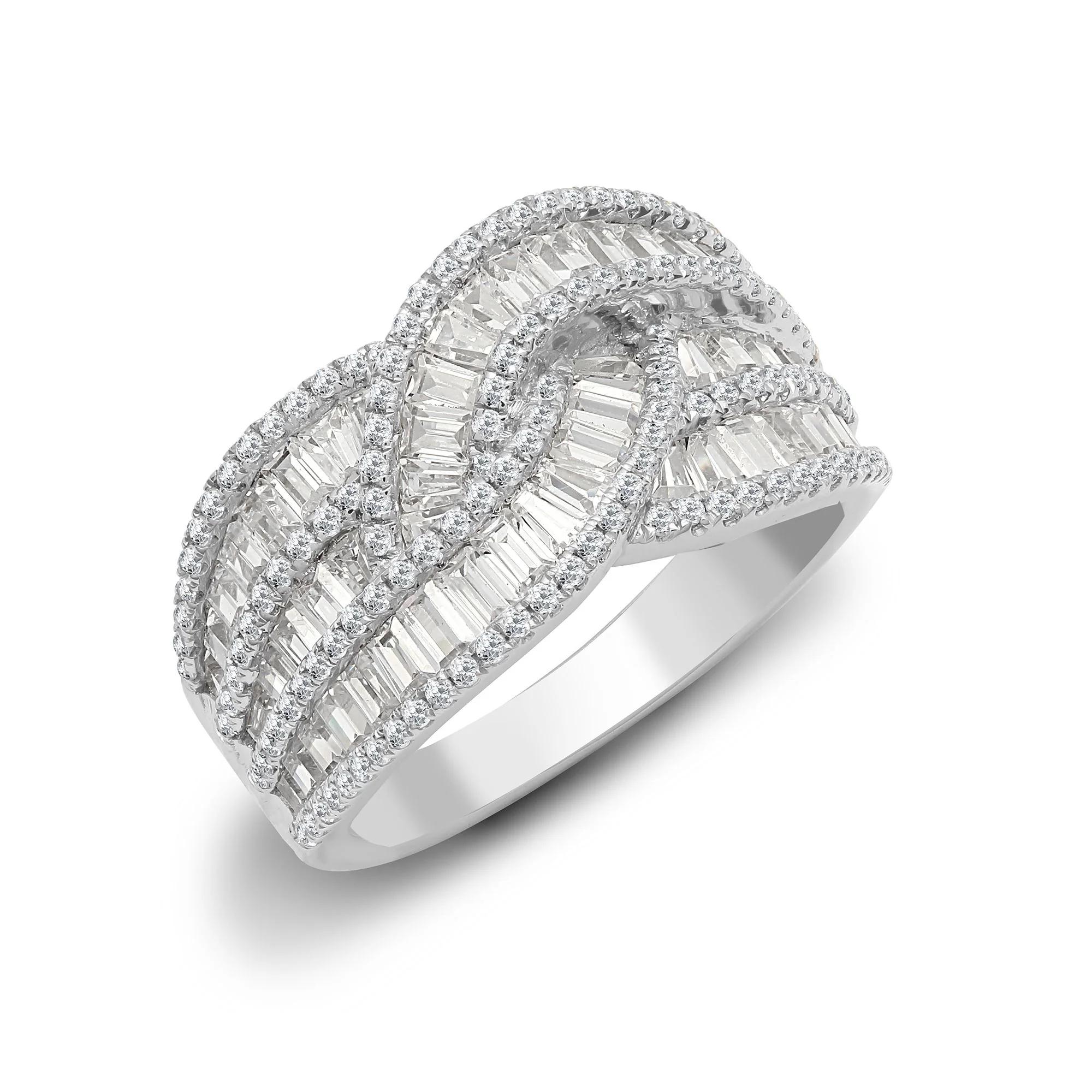 18ct White 1.83ct Round & Baguette Natural Diamond Ring