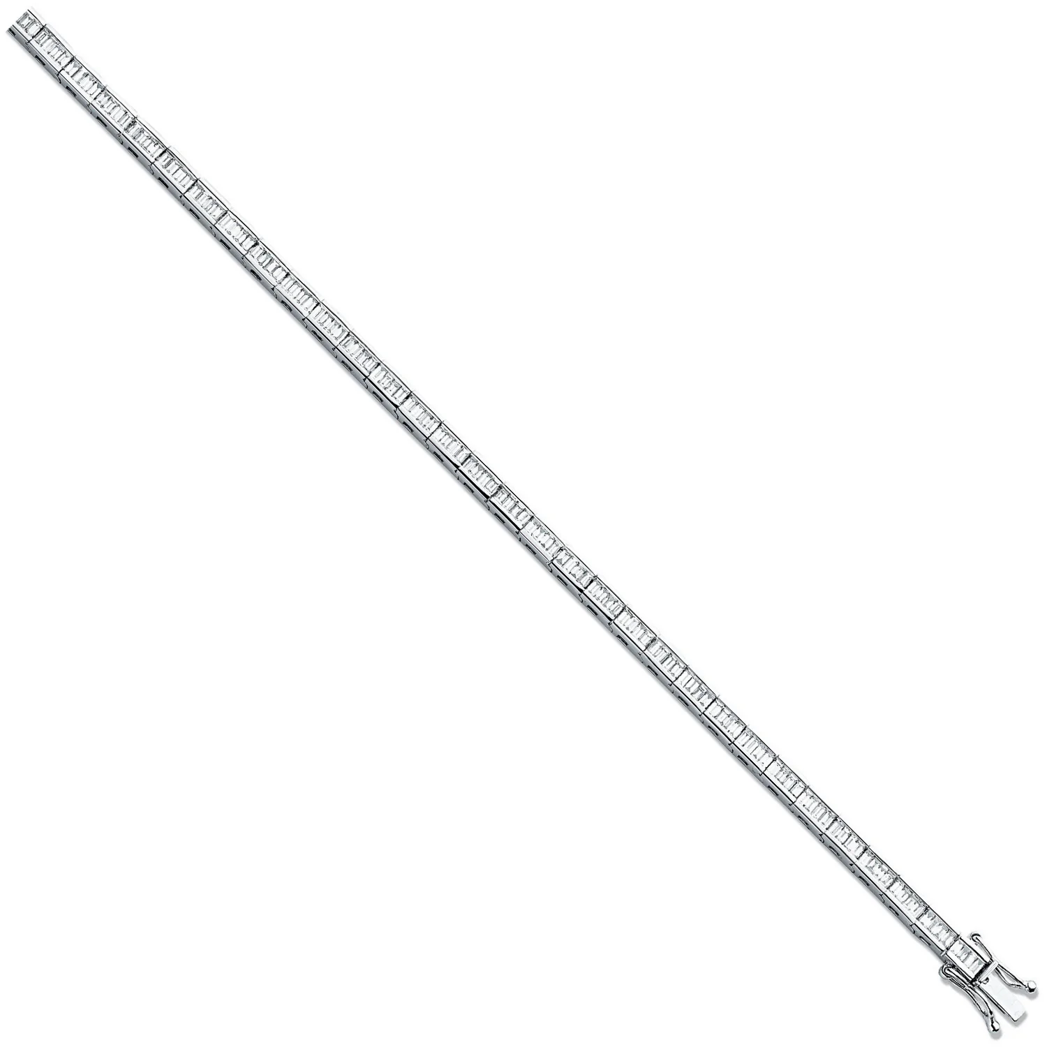 18ct White 3.00ct Baguette Cut Diamond Bracelet - 18ct Gold - Image 2