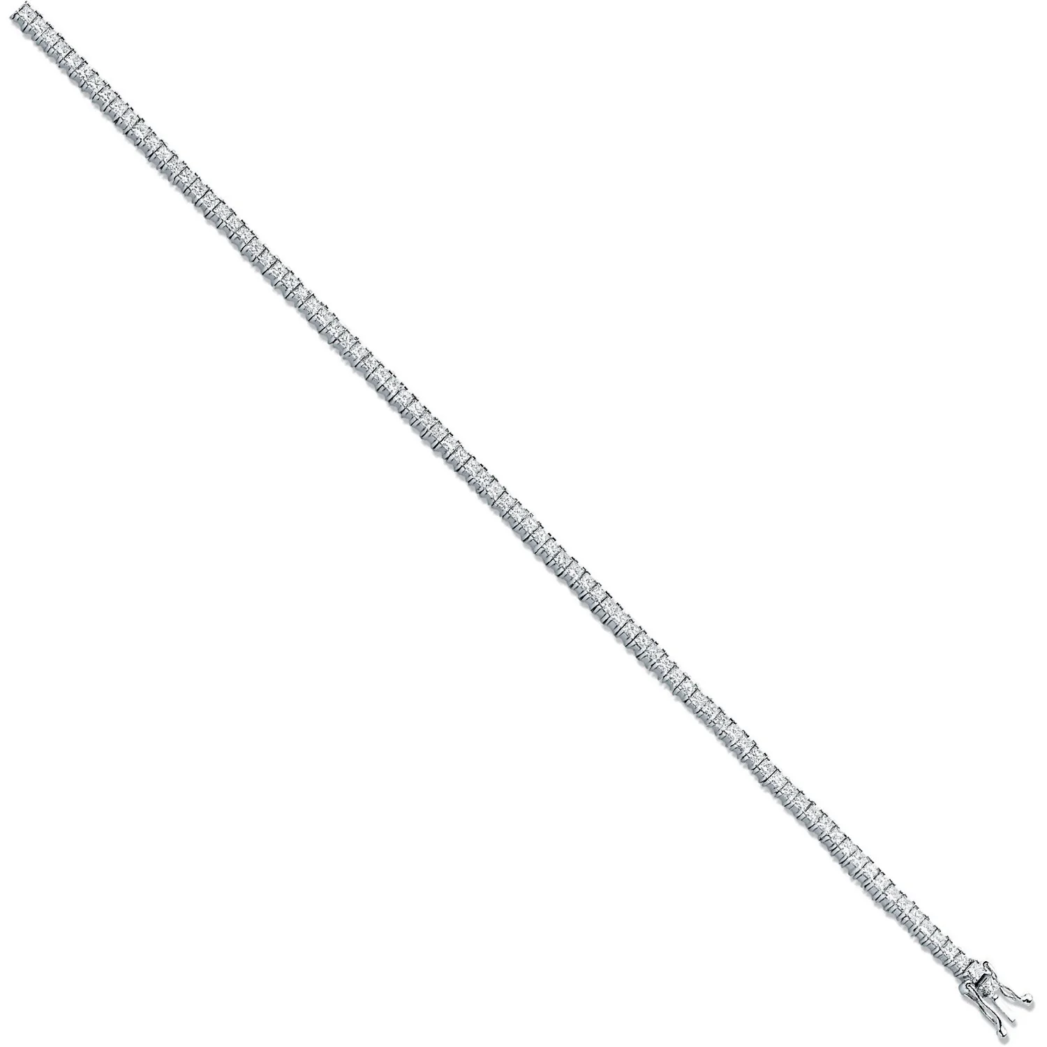 18ct White 3.00ct Princess Cut Diamond Bracelet - 18ct Gold - Image 2