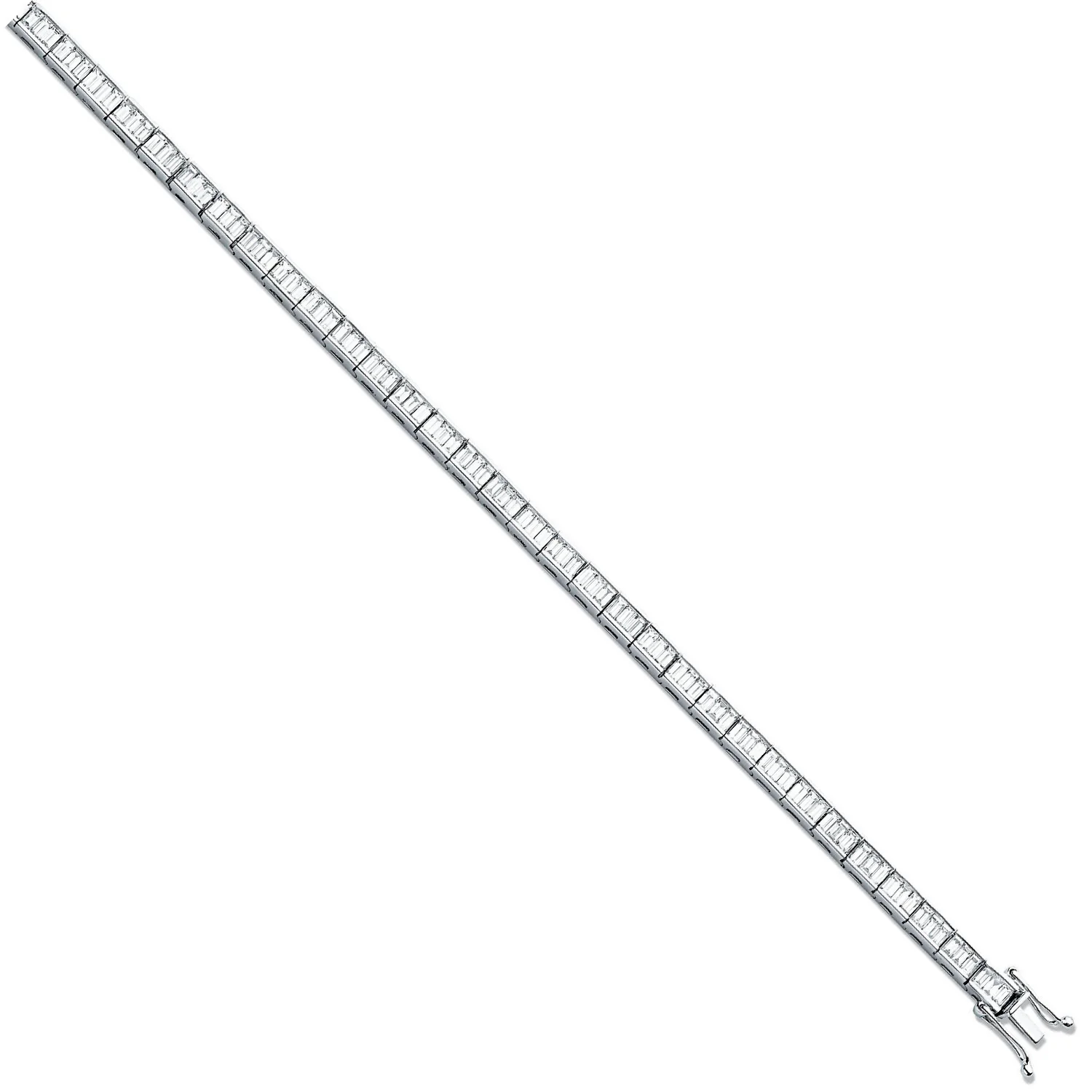 18ct White 5.00ct Baguette Cut Diamond Bracelet - 18ct Gold - Image 2