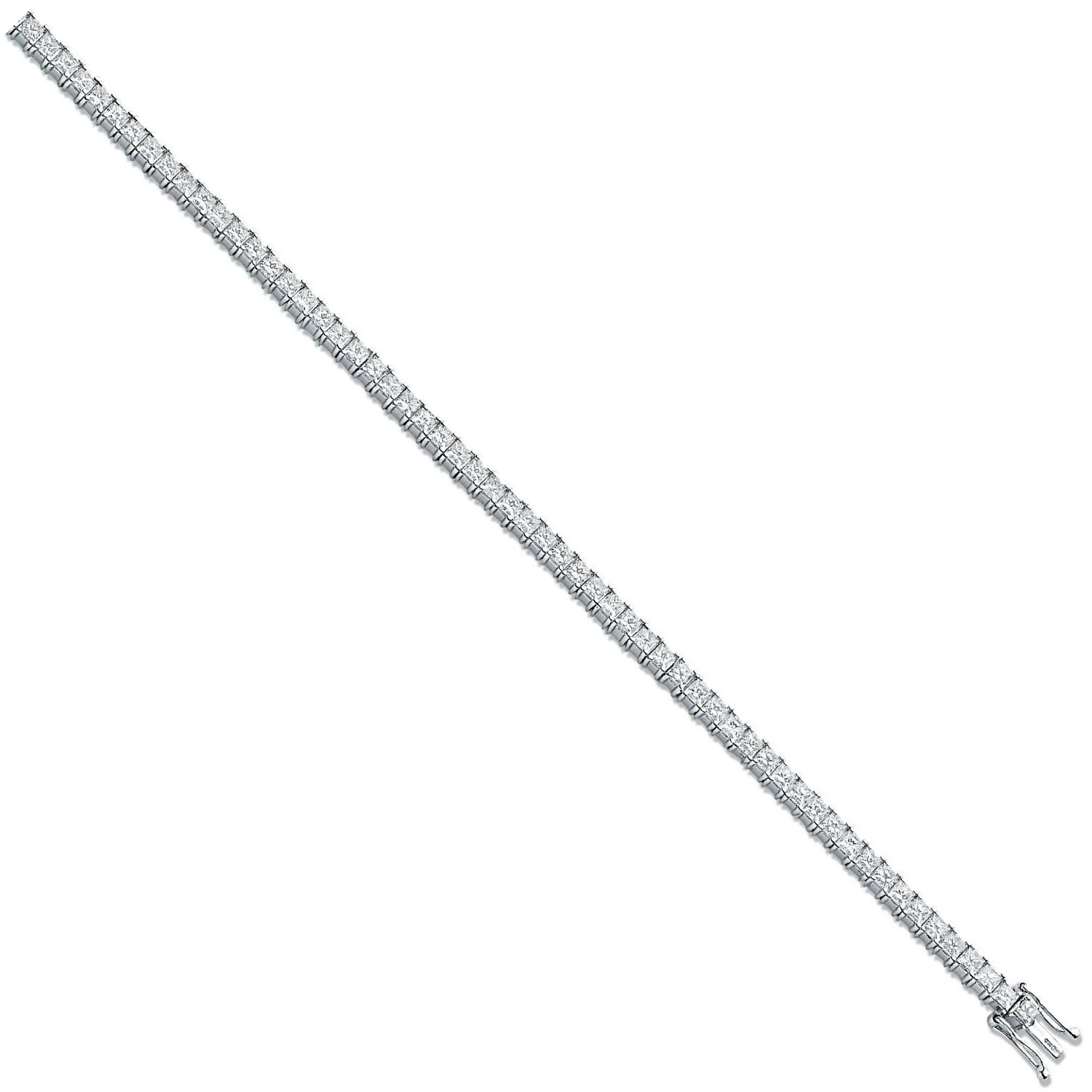18ct White 5.00ct Princess Cut Diamond Bracelet - 18ct Gold - Image 2